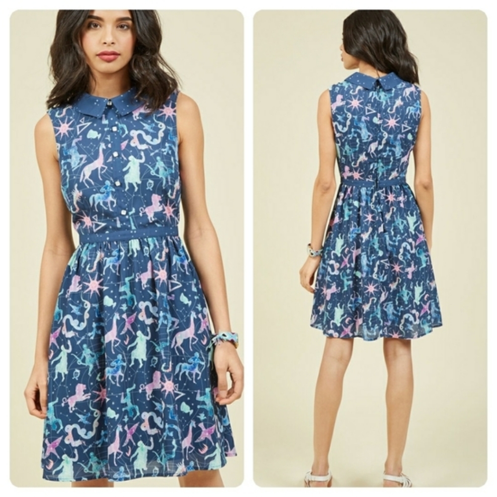 Modcloth Ethereal Enchantment Zodiac Dress